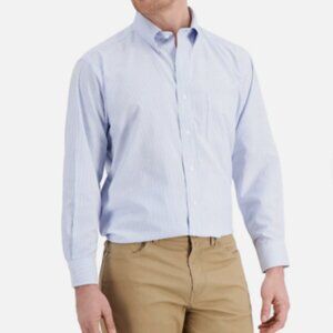 Club Room Men's Regular Fit Traveler Fine Stripe Dress Shirt Lt Blue-16 32/33